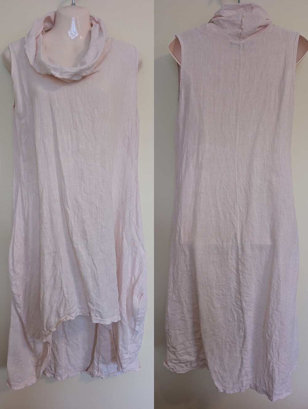 Vivian Shyu 100% Linen Sleeveless Tunic S/P Small Light Pink